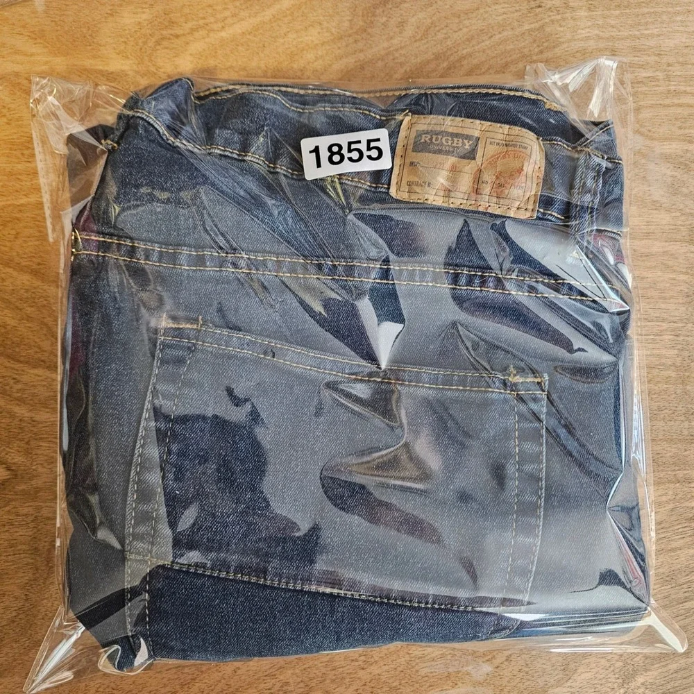 Rugby University Mens Stretch Jeans Dark Wash Straight Leg 44x30 Blue Denim